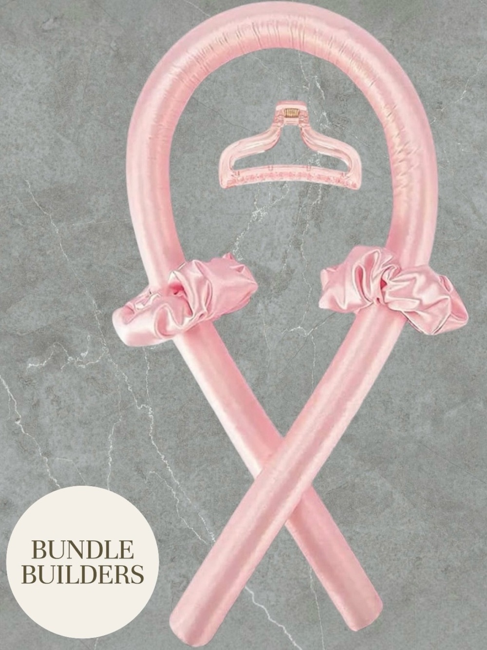 $8 Add-on | Heatless Satin Curling Headband Set for Women - Pink